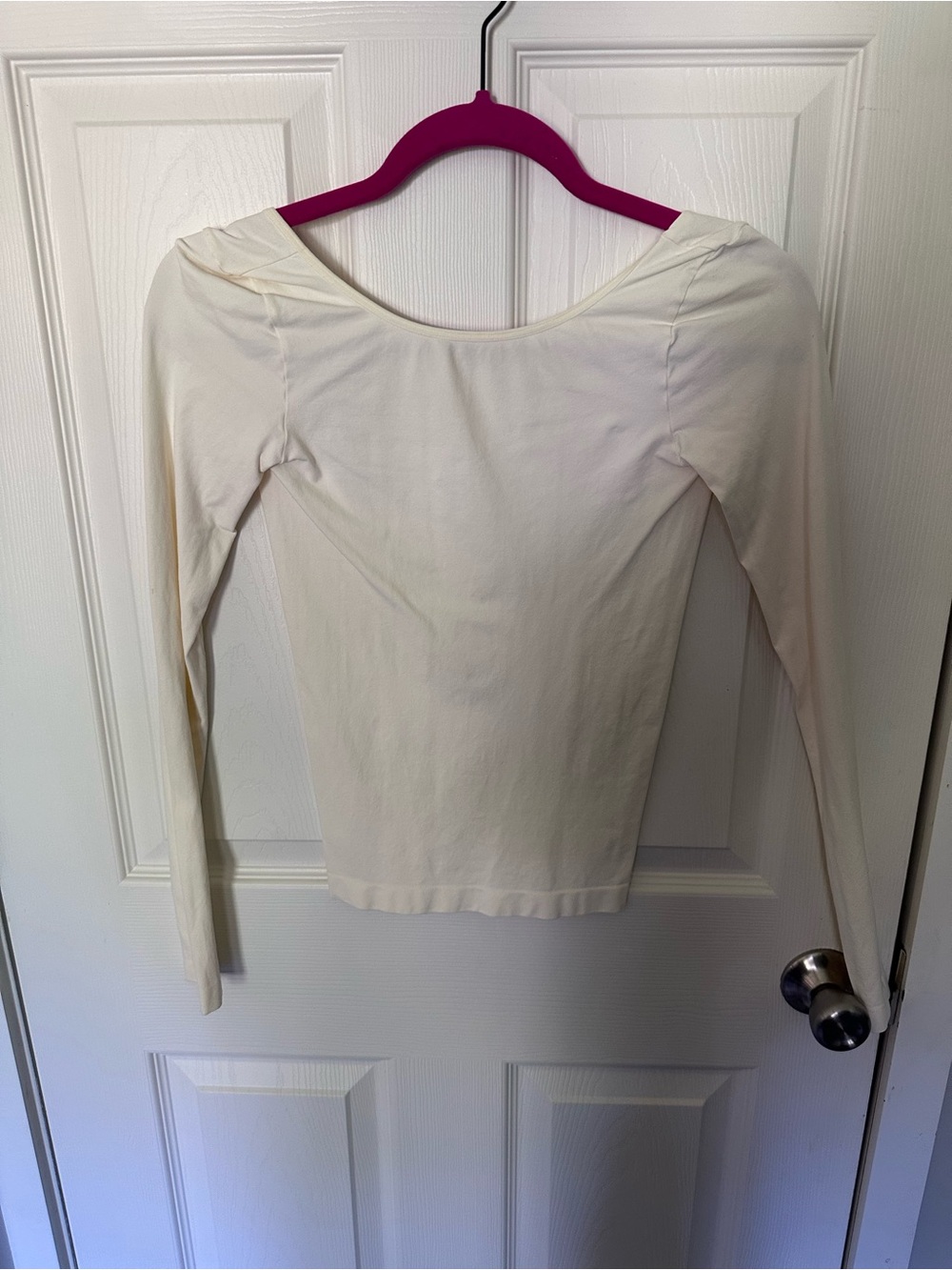 Free People Cream Boatneck Long-Sleeve Crop Top